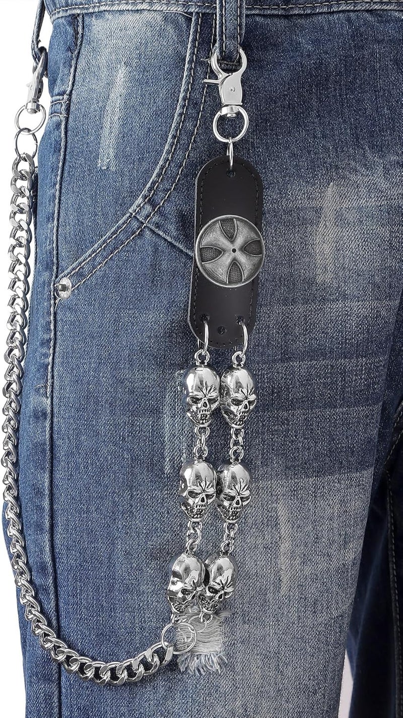 Jongdari Skull Wallet Chains Pants Pocket Belt Chain for Men Women, Heavy Metal Punk Goth Pant Trousers Accessories - Image 3